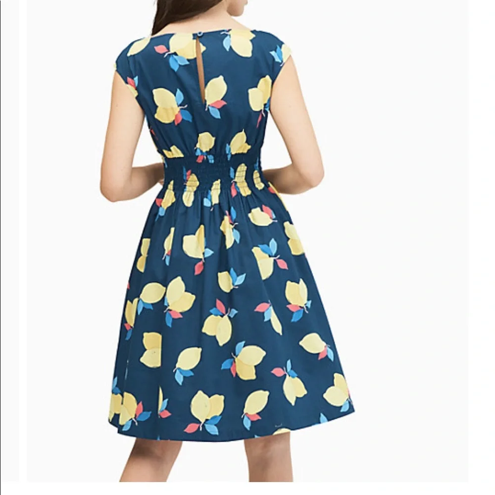 kate spade Navy Blue Lemon Print Midi Dress